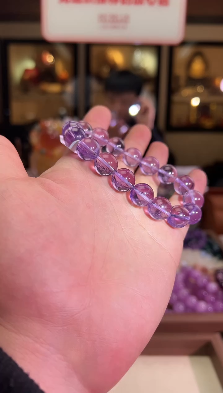 未镶嵌手链水晶12.8mm+巴西紫水（多样性发一）