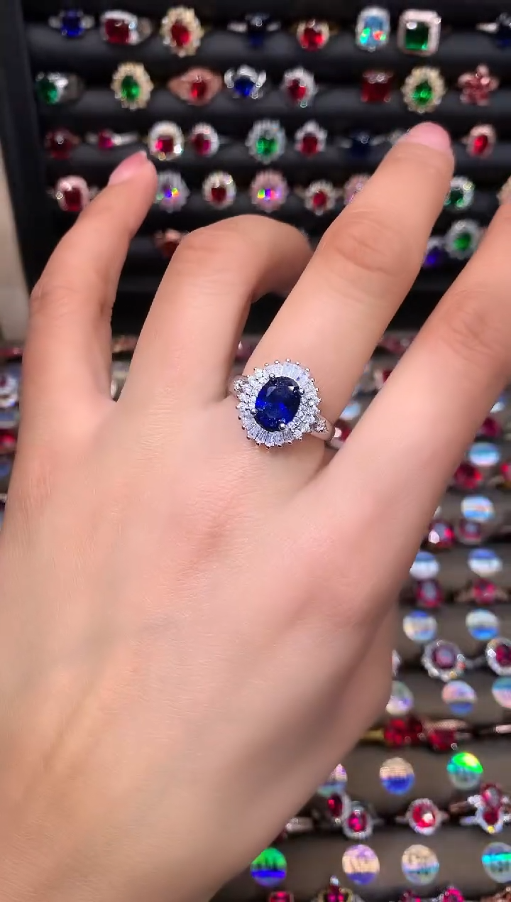 【闪购商品】蓝宝石戒指银S925镶嵌79