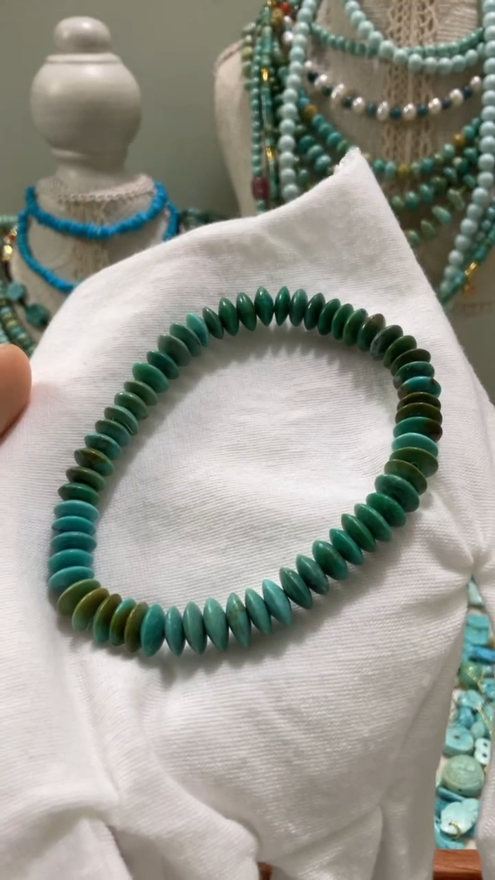未镶嵌绿松石珠宝半成品7.9mm飞碟款手串
