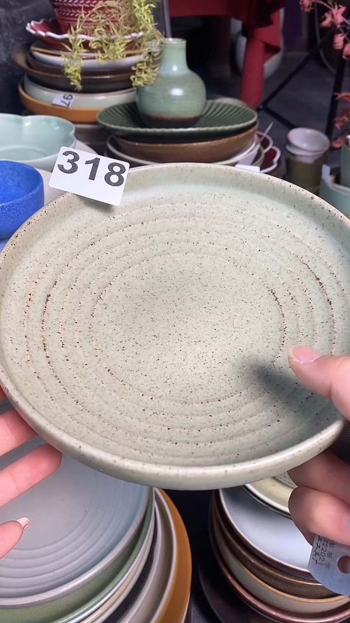 【闪购商品】碗318绿影螺纹盘