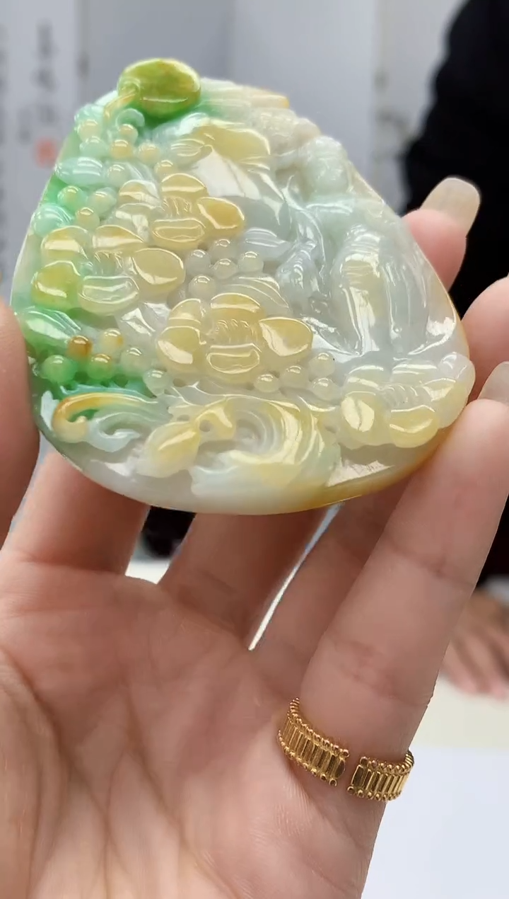 【闪购商品】定制翡翠未镶嵌4969lr-毛货挂件189