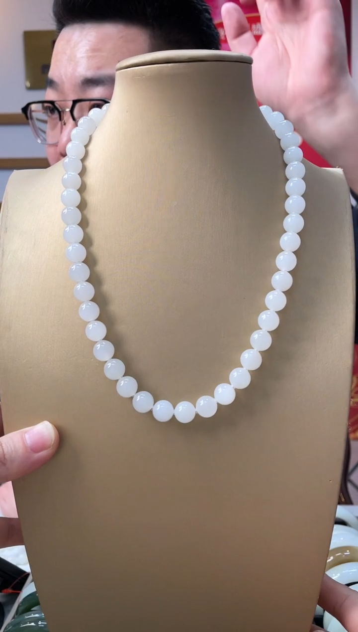 【闪购商品】和田玉颈饰银S925镶嵌高品于阗卡10-9美人链随机发一件