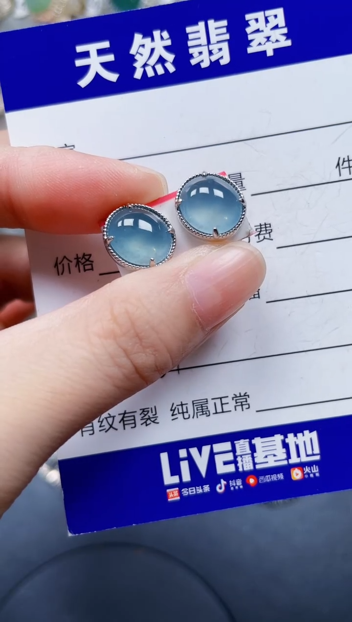 银S925镶嵌翡翠耳饰660