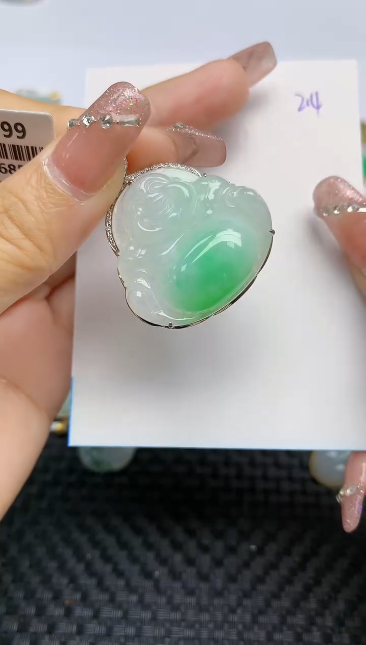 【闪购商品】翡翠颈饰18K金镶嵌天然A货翡翠 214