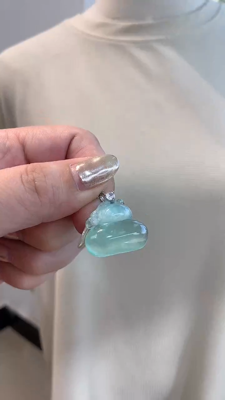 蛇纹石玉银S925镶嵌吊坠(不含链)葫芦