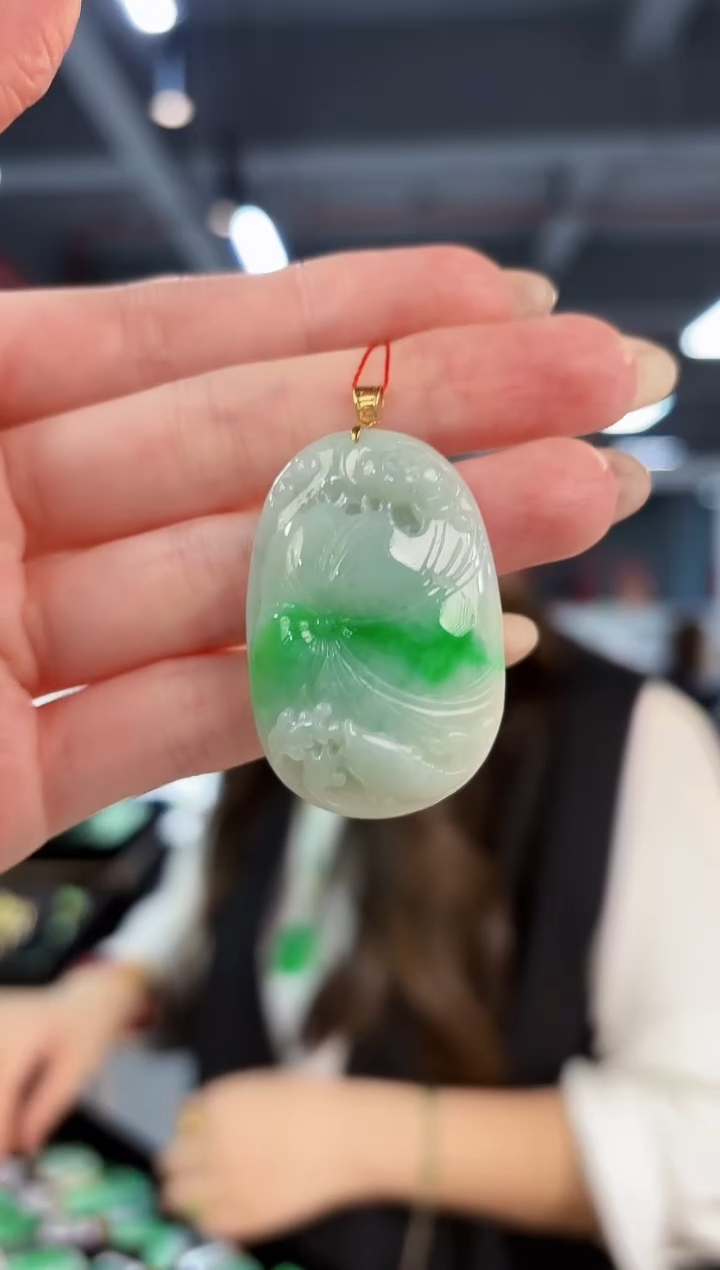 【闪购商品】翡翠颈饰18K金镶嵌缅料A货/支持复检/一件