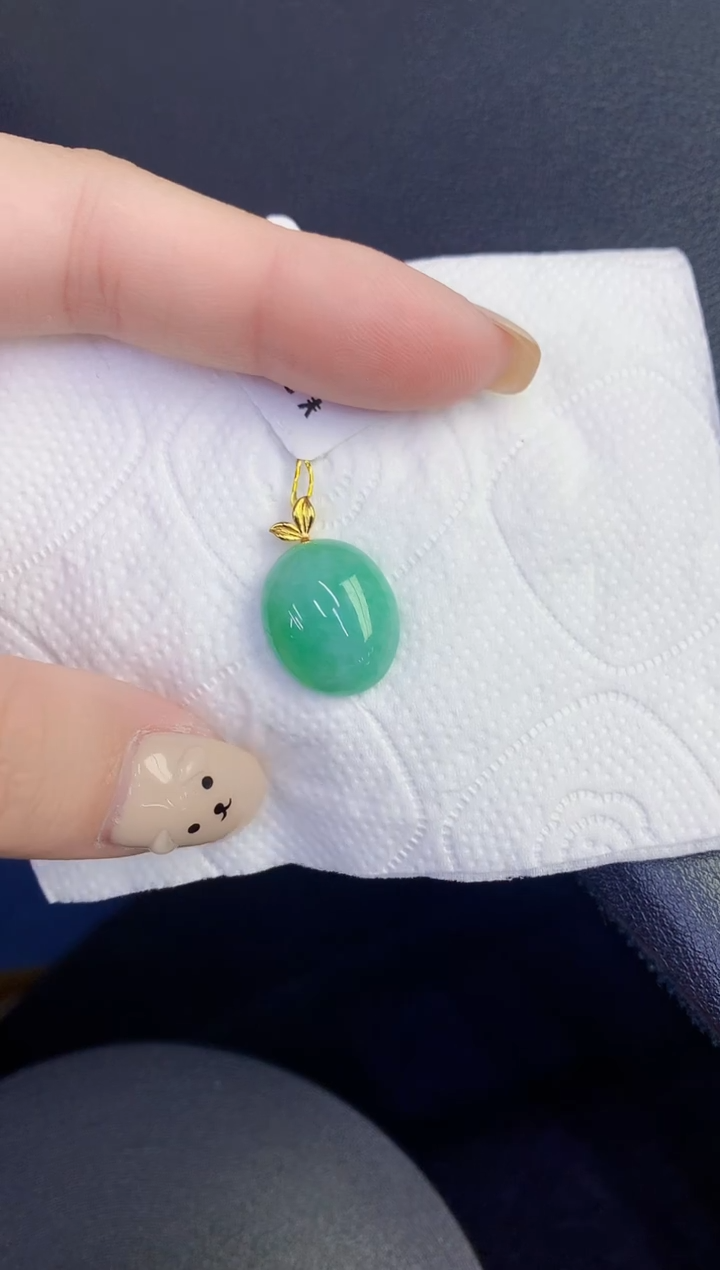 颈饰18K金镶嵌翡翠缅甸天然翡翠A货