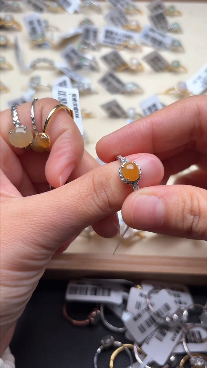 【闪购商品】翡翠戒指银S925镶嵌缅甸A货翡翠S925银镶嵌