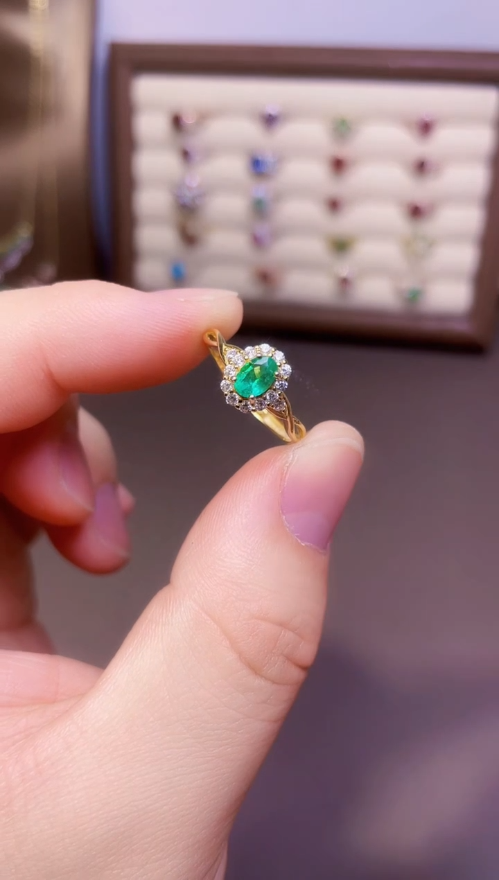 【闪购商品】祖母绿戒指银S925镶嵌一枚