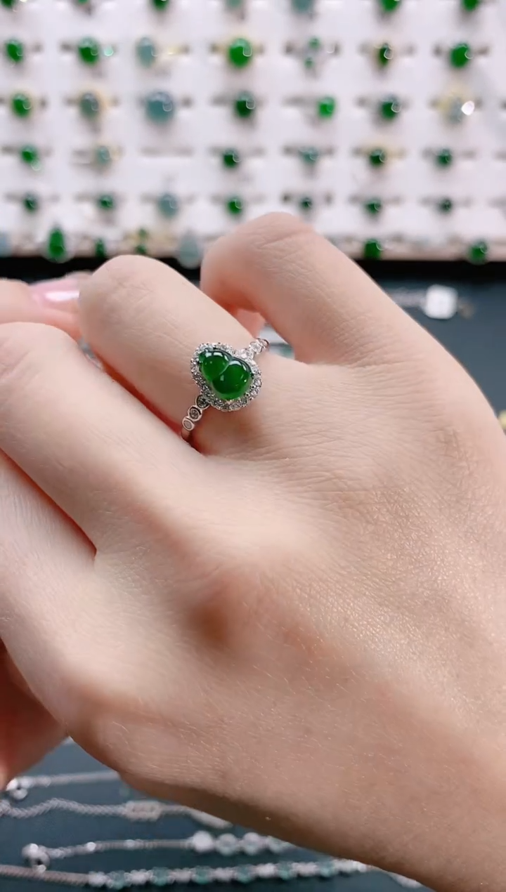 【闪购商品】翡翠戒指银S925镶嵌天然翡翠