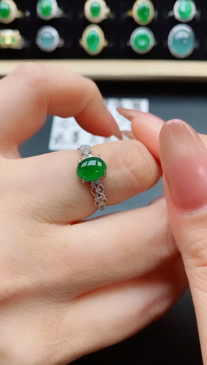 翡翠戒指银S925镶嵌321321
