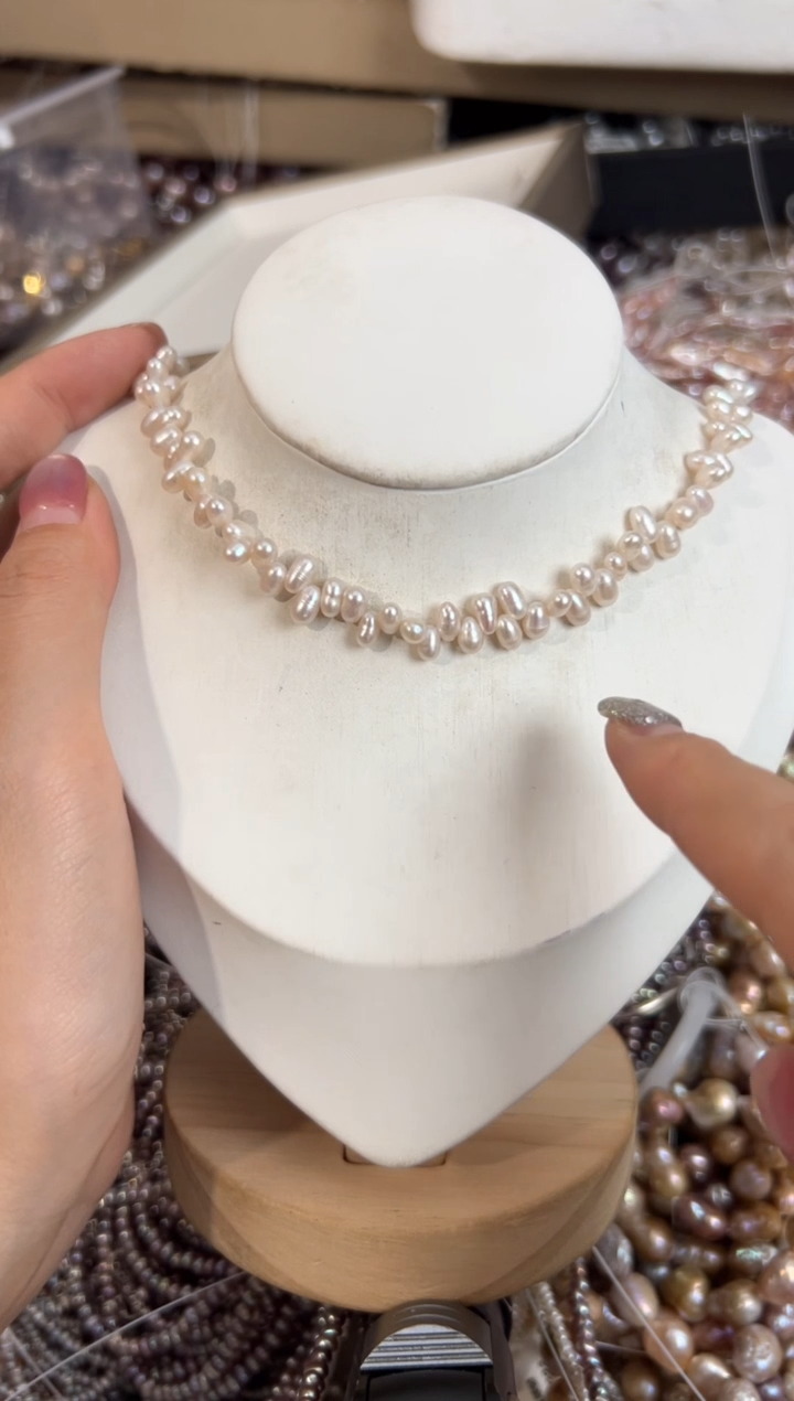 未镶嵌9淡水珍珠花瓣*小碎花项链无核