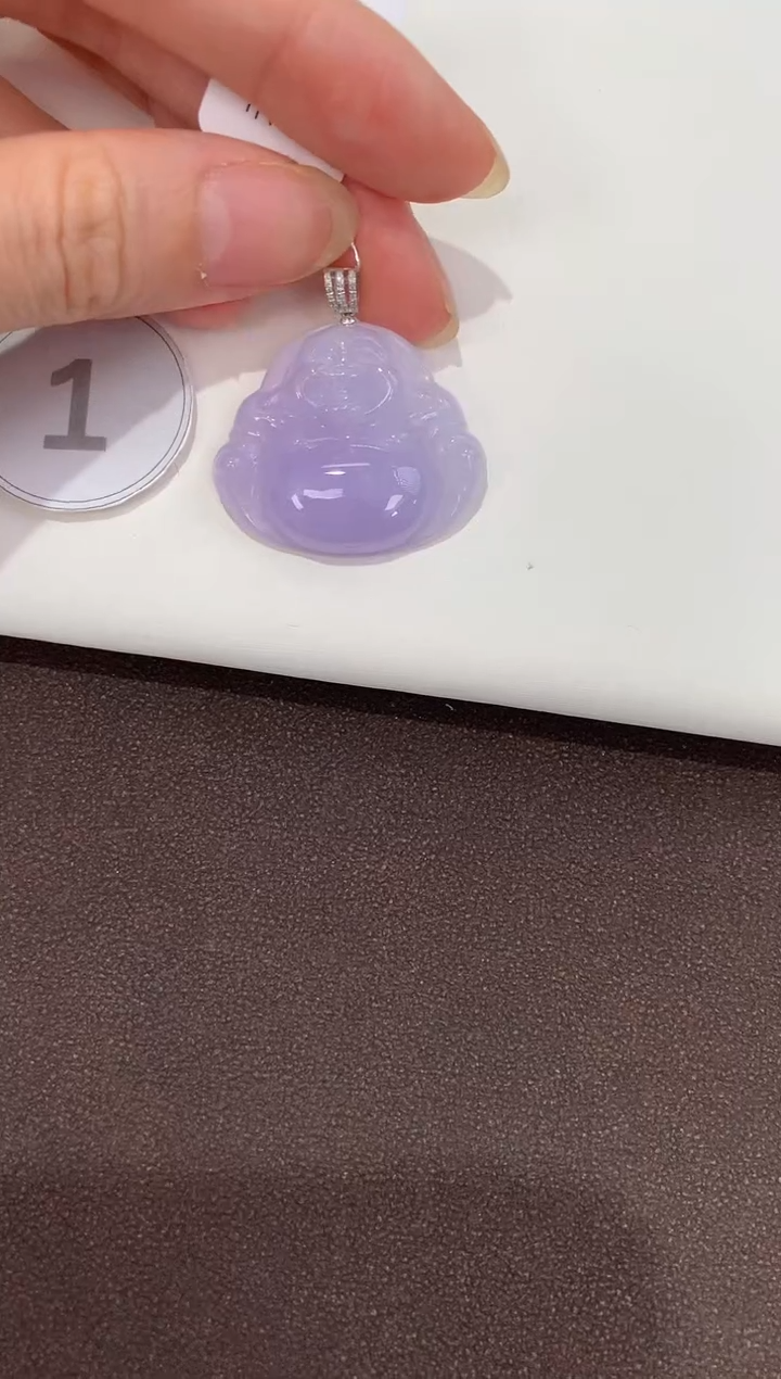 翡翠18K金镶嵌吊坠(赠链)天然缅甸a货翡翠