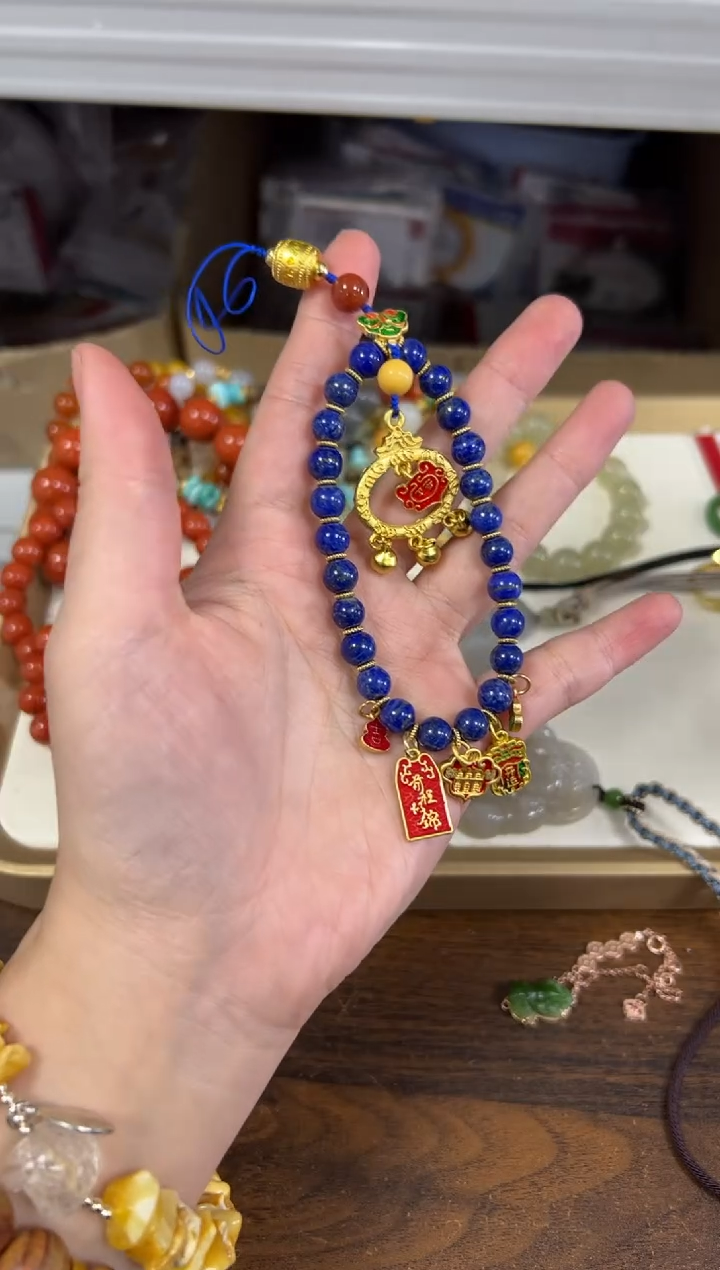 未镶嵌青金石手链孤品青金石设计款挂件[120]