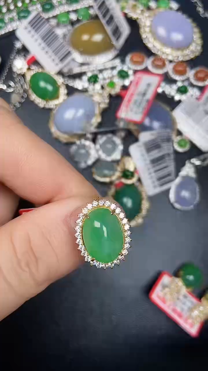 银S925镶嵌戒指翡翠3600