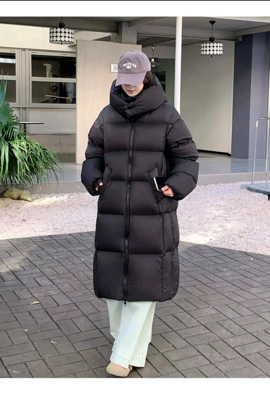 95白鸭绒极寒长款保暖连帽羽绒服8819