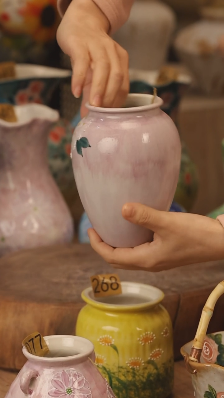 陶瓷景德镇设计师手作花器摆件侘寂风@M172@