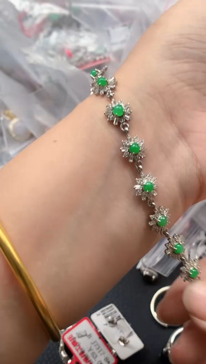 银S925镶嵌戒指翡翠天然A货缅甸翡翠