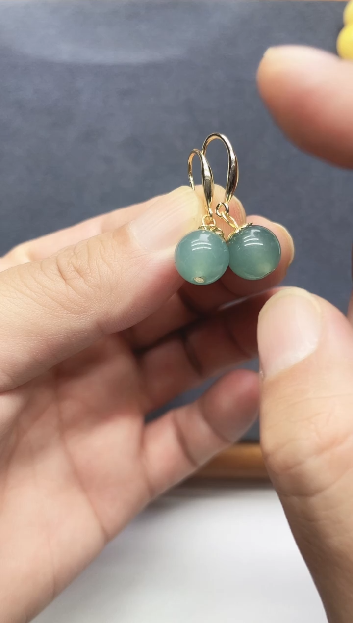 未镶嵌翡翠耳饰翡翠圆珠耳钩耳坠款