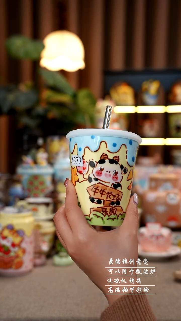 牛牛农场景德镇手工手绘陶瓷377