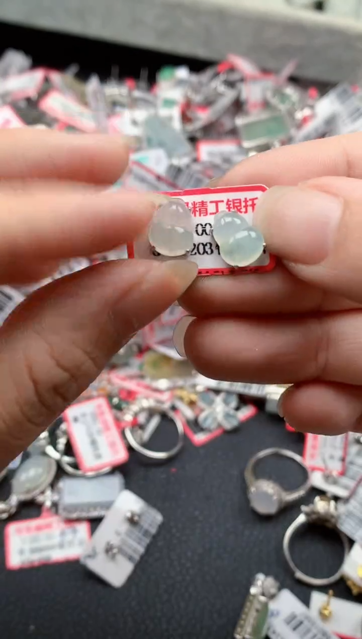 银S925镶嵌戒指翡翠天然A货缅甸翡翠