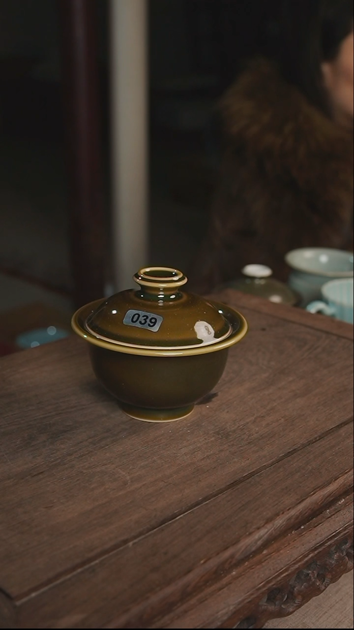 杯039号茶叶末两才元宝盖碗孤品