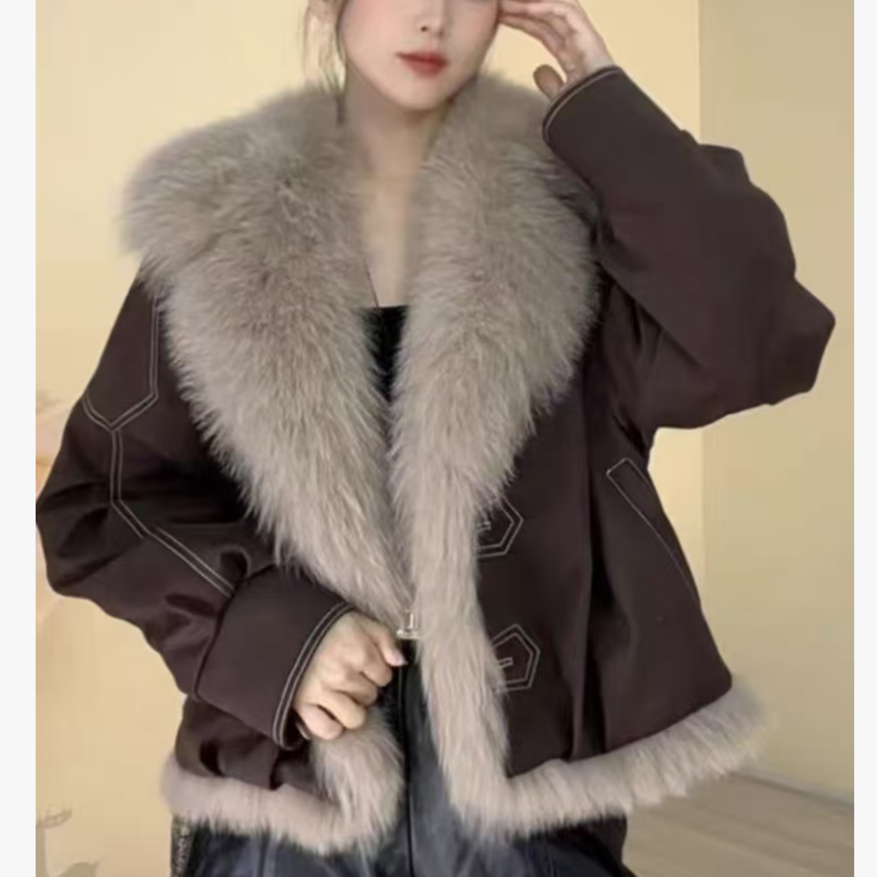 5912#“气质时尚百搭宽松拼接外套