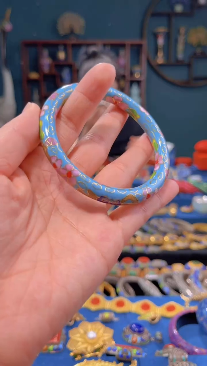【闪购商品】非遗景泰蓝手镯细 55-60 天蓝