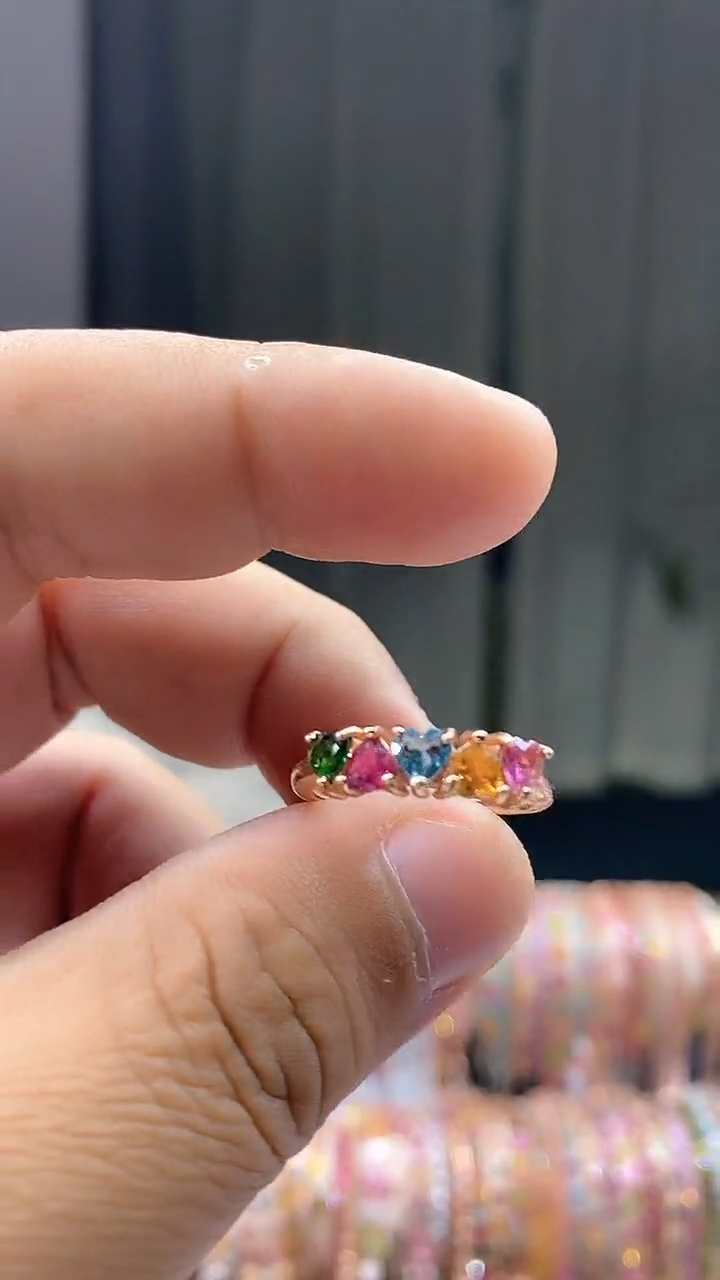 【闪购商品】碧玺戒指银S925镶嵌354354345345