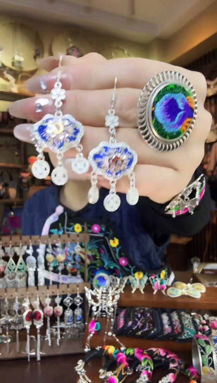 刺绣非遗刺绣民族风耳环