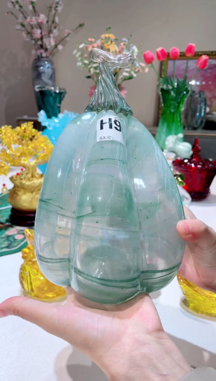 【闪购商品】琉璃手工艺品h98青南瓜 微瑕
