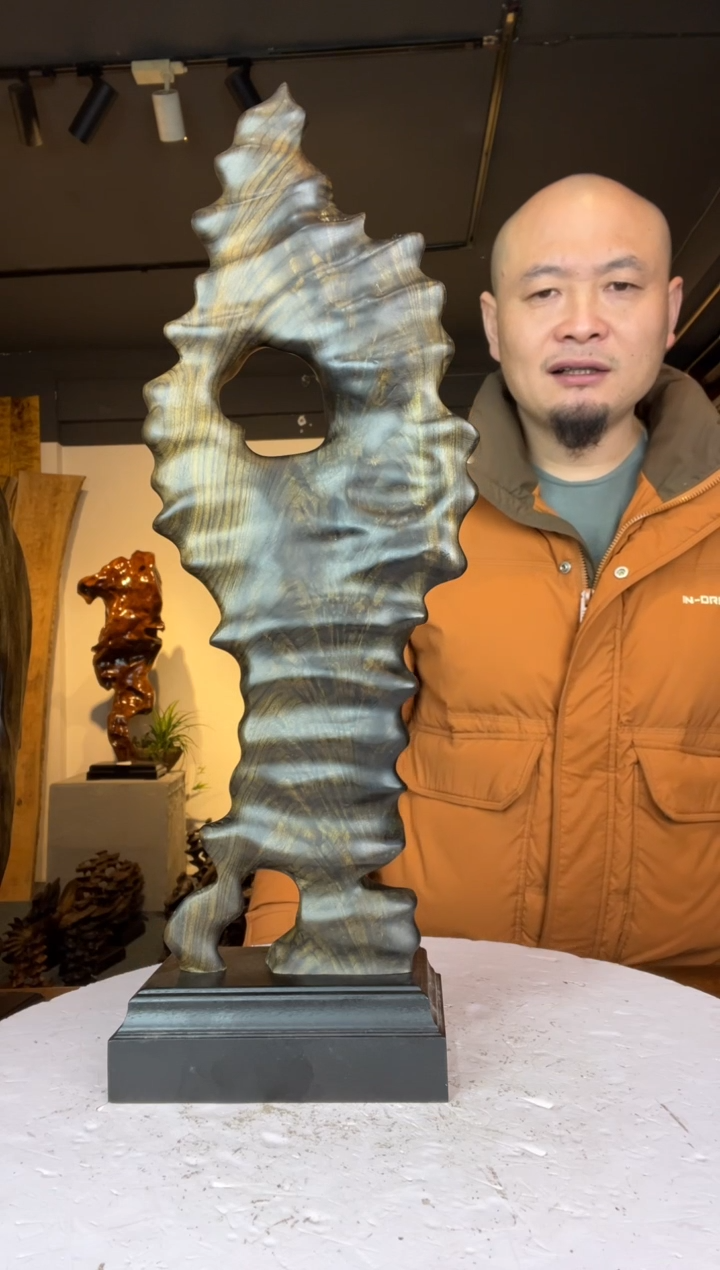 金丝楠乌**石826金丝楠自然随型摆件