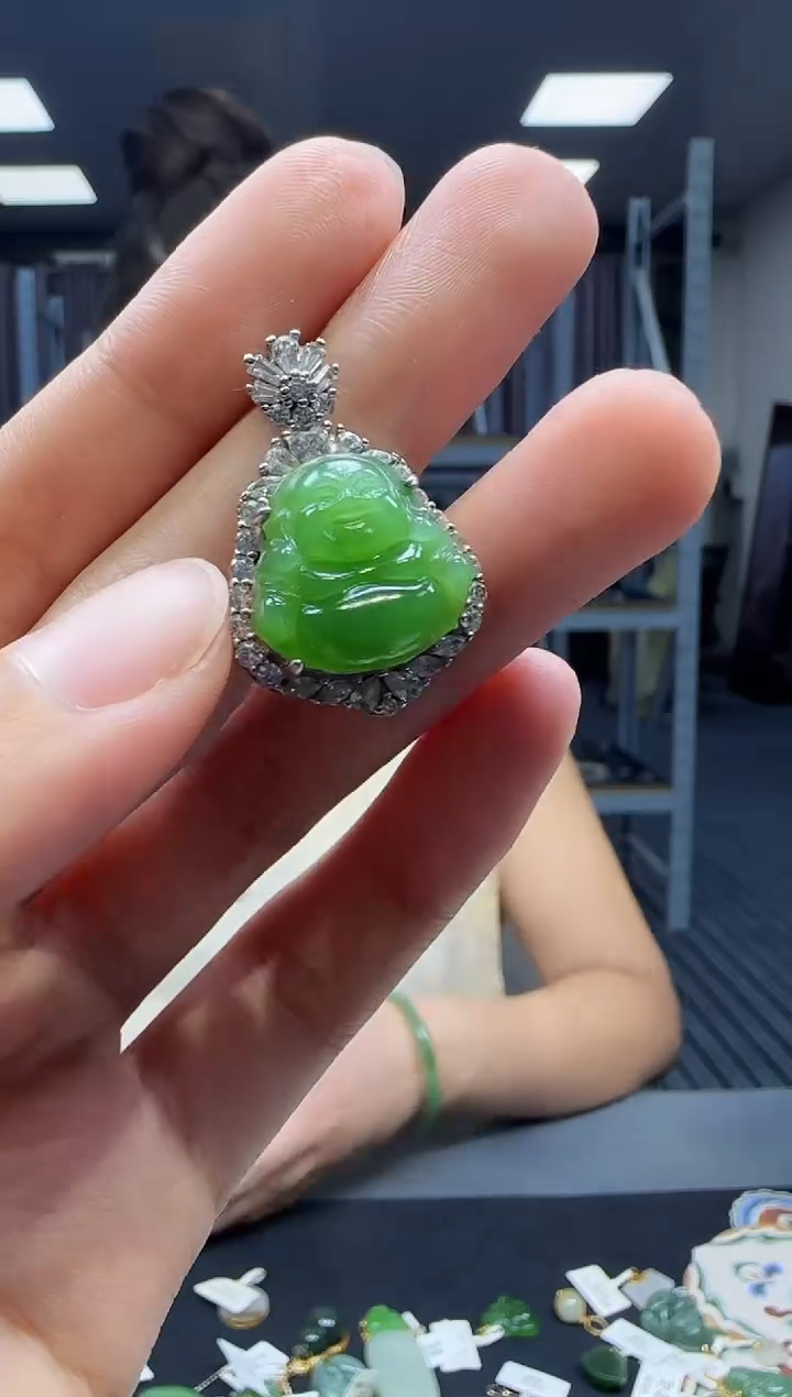 和田玉银S925镶嵌挂件1