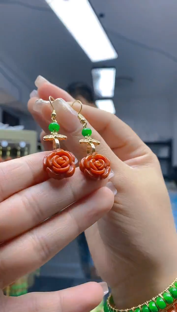 【闪购商品】翡翠耳饰合金385翡翠耳钩