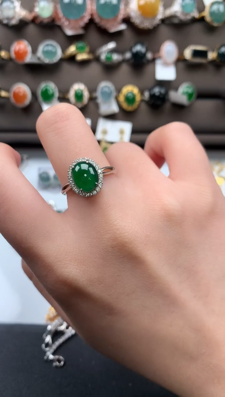 【闪购商品】翡翠戒指银S925镶嵌52141