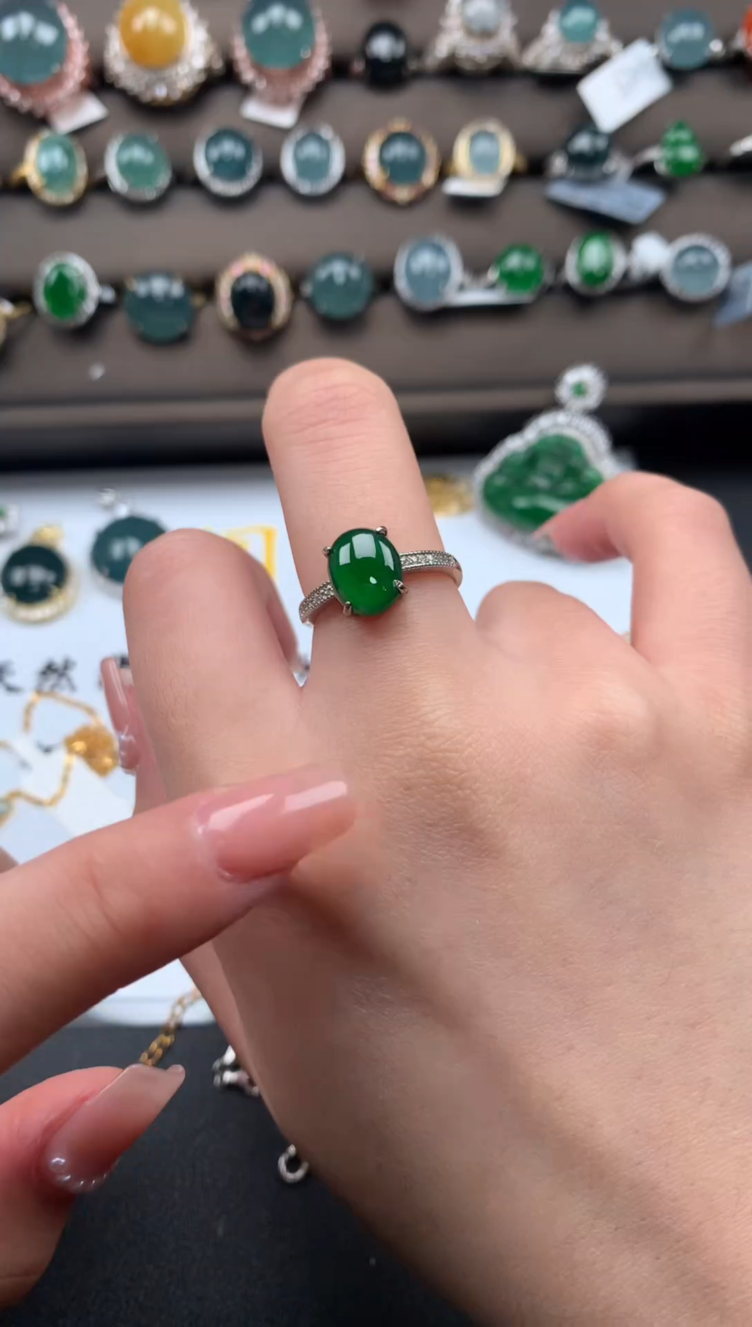 【闪购商品】翡翠戒指银S925镶嵌542121