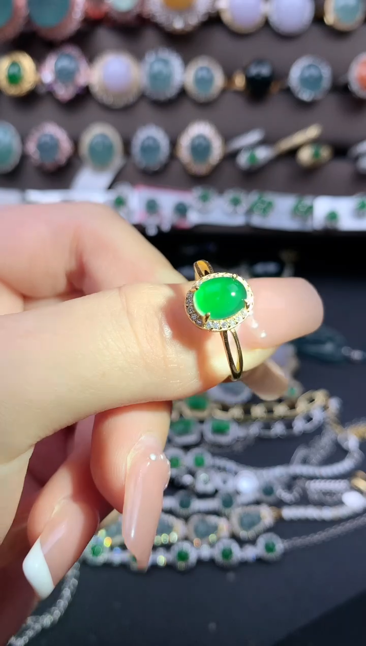【闪购商品】翡翠戒指银S925镶嵌52141