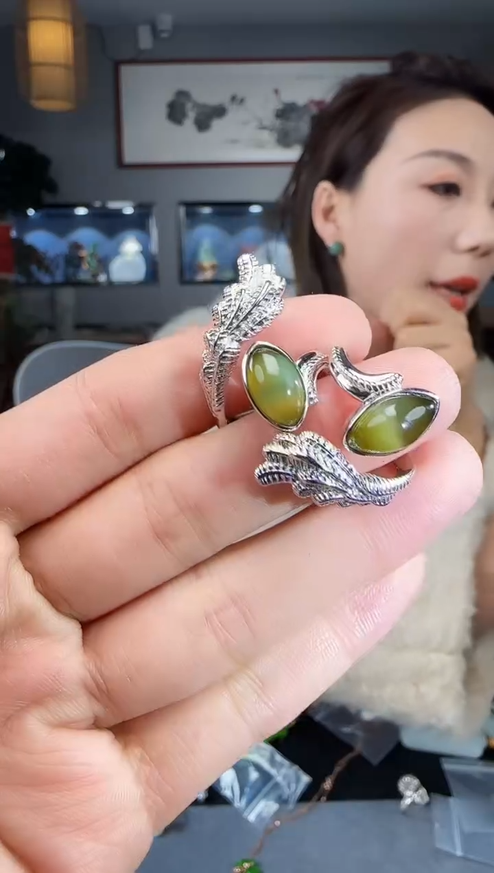 【闪购商品】和田玉戒指银S925镶嵌多样性发货拍一发一