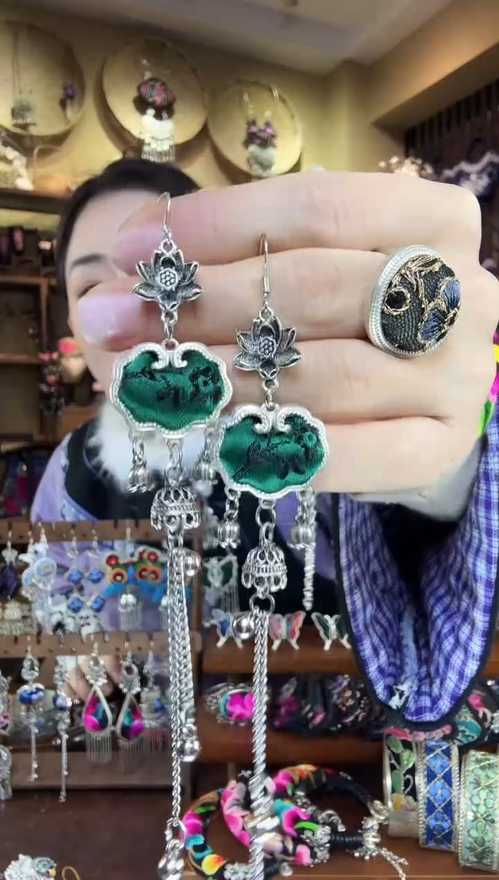 刺绣非遗刺绣民族风耳环