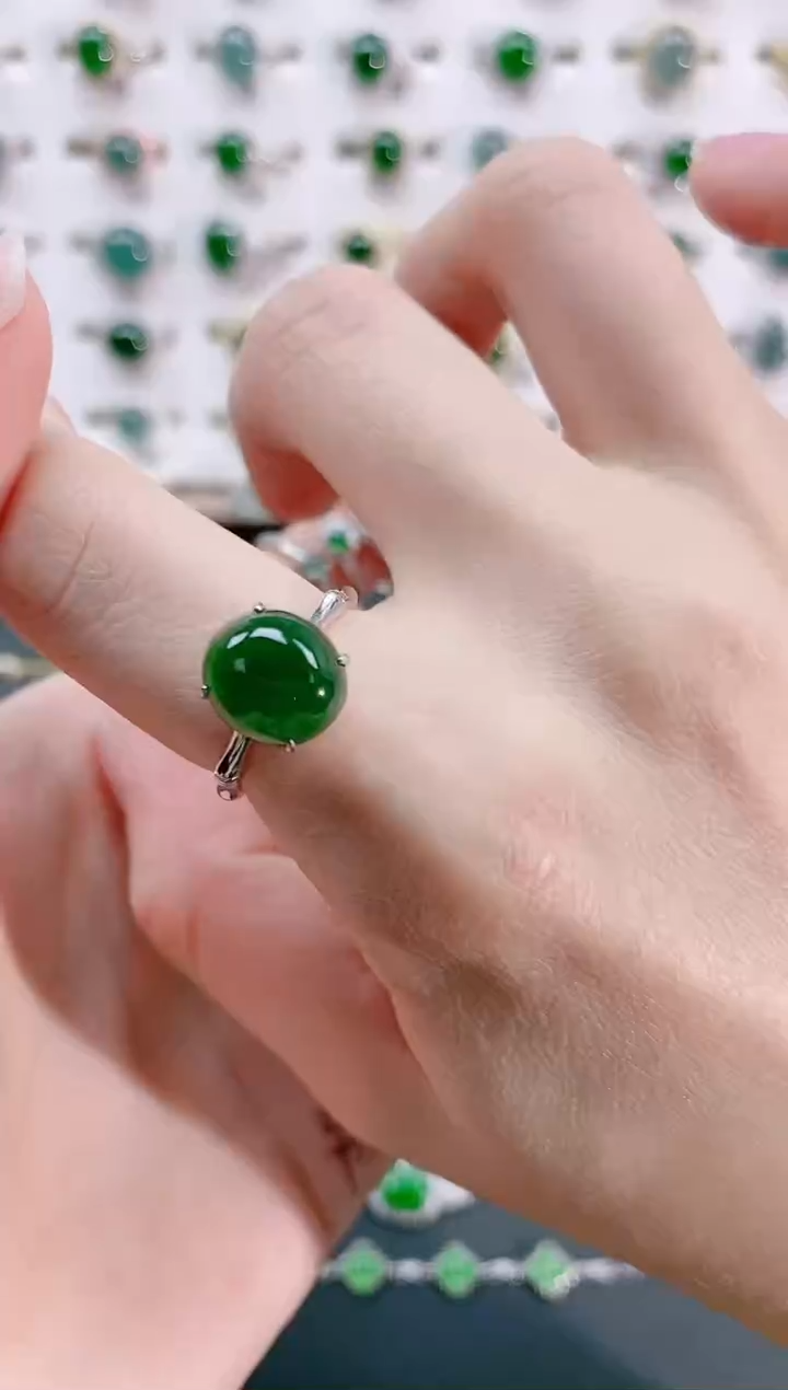 【闪购商品】翡翠戒指银S925镶嵌天然翡翠