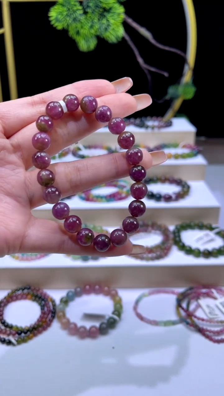 未镶嵌手串碧玺9mm+单圈多样性发货