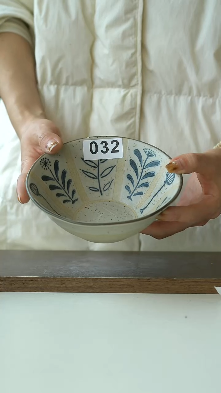 陶瑕不退换032百草花早餐碗14cm@7-7@