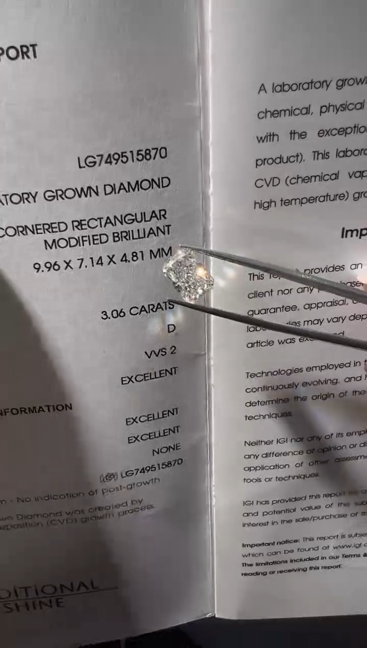 裸石合成钻石殿*LG5870   3.06ct