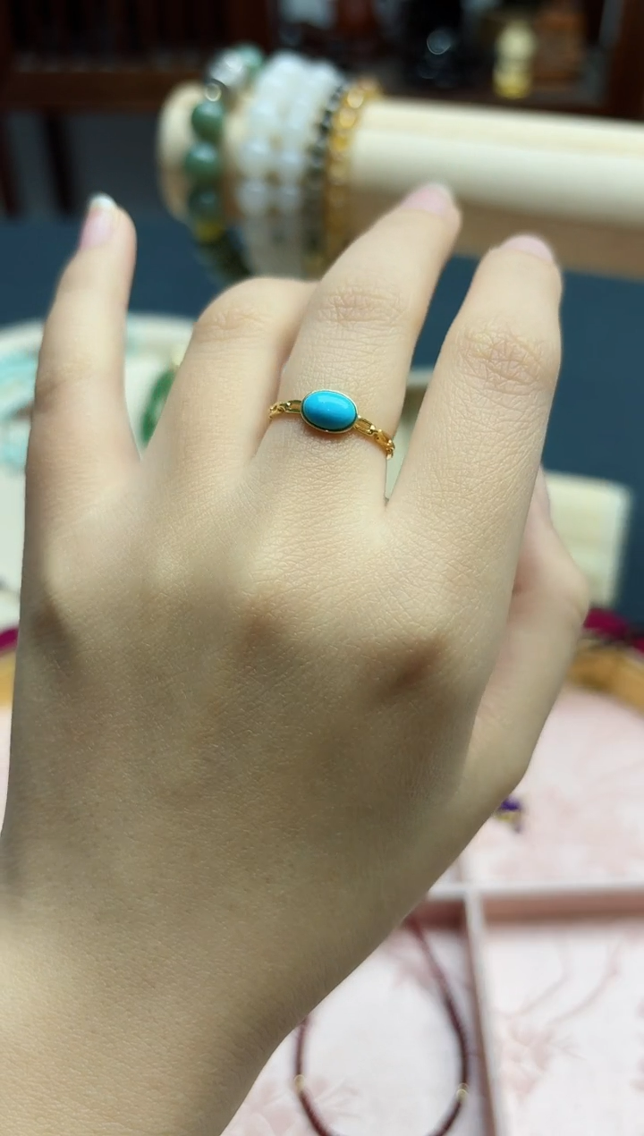 【闪购商品】绿松石戒指18K金镶嵌18k金松石戒指*1 WY