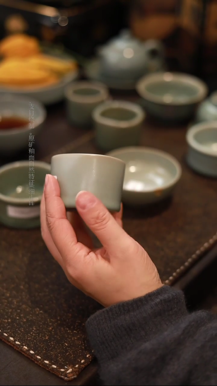 【闪购商品】杯0100级品柴烧天青仿古天方地圆