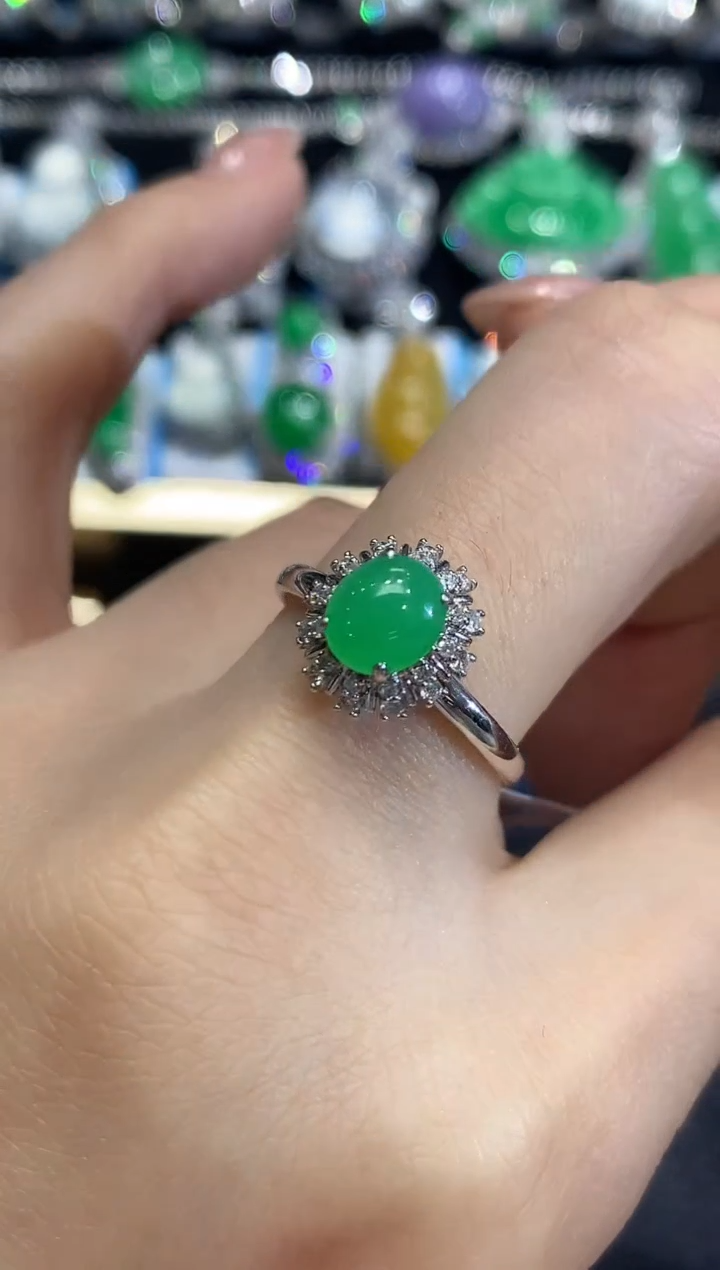 18K金镶嵌戒指翡翠A53翡翠