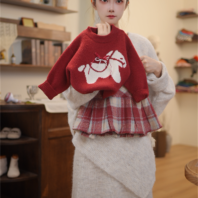 女宝宝冬装加厚毛衣套装2025新款韩版童装女童加厚两件套P609