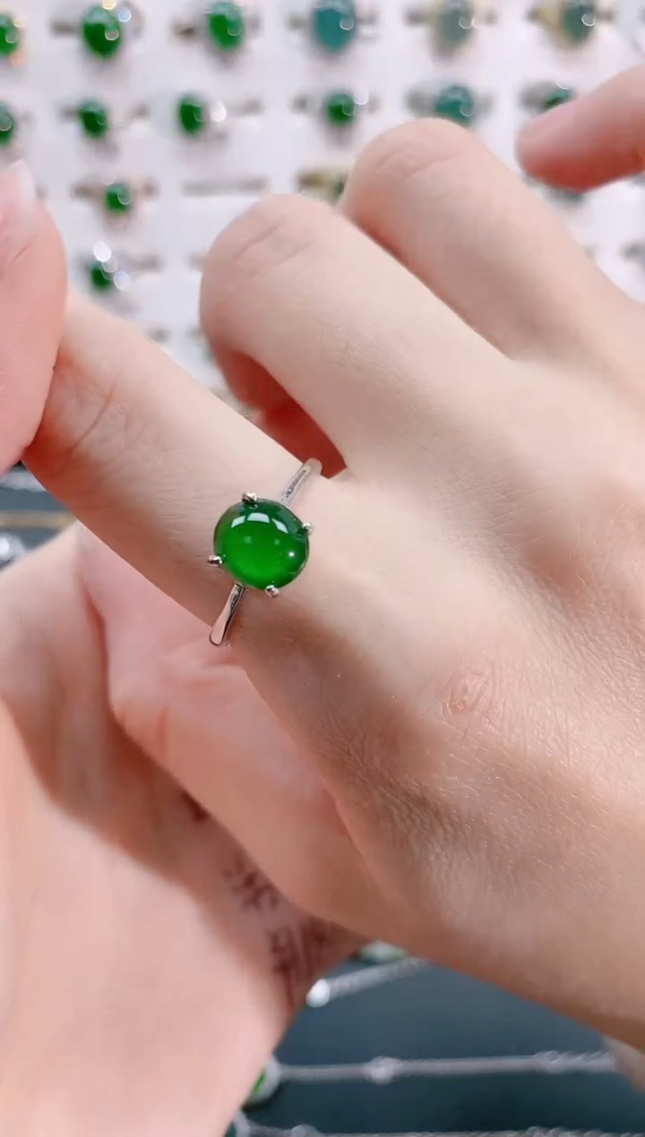 【闪购商品】翡翠戒指银S925镶嵌天然翡翠