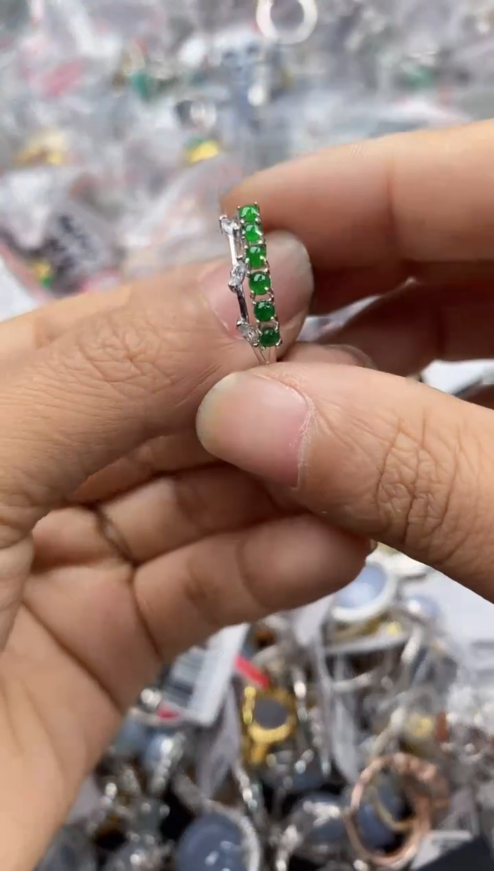 银S925镶嵌戒指翡翠999----6