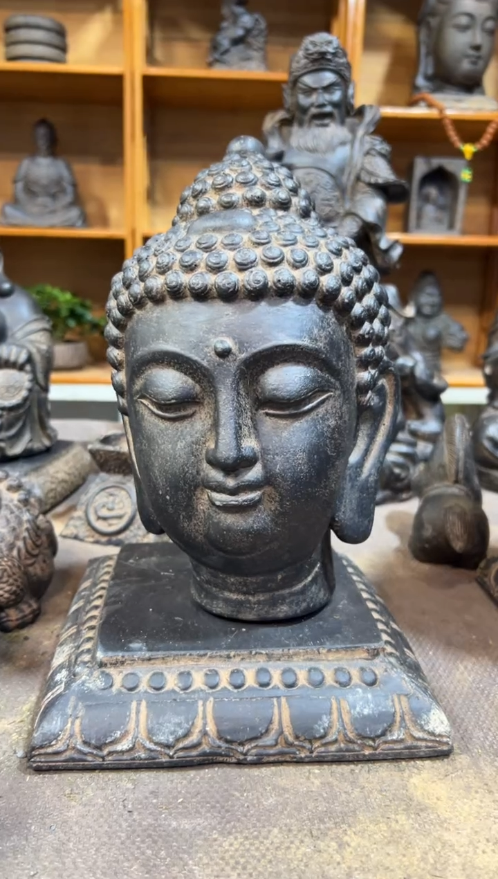 陶土【火山泥】小佛首+莲花底座